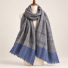 Handwoven Pashmina Scarf — Navy Blue, Slate Grey, Charcoal and soft blue