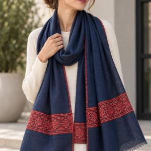 14c1228c-f1fc-463d-93bd-7c8bc6db2b94 Hashidar Sozni Pashmina Stole — Dark navy blue