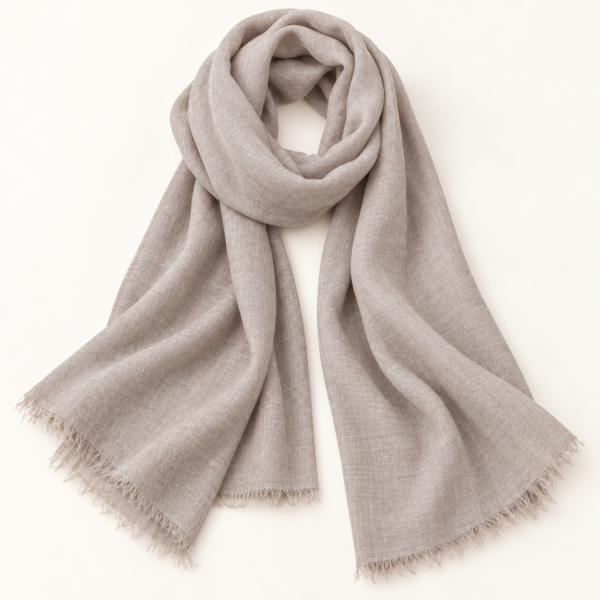 Hand wooven Baby Soft Pashmina Scarf - Black, Dark grey  and Natural white