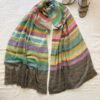 Baby Soft Pashmina Scarf — Rainbow stripe, charcoal grey with teal, turquoise, mustard, olive green, dusty pink, mauve, beige and muted blue