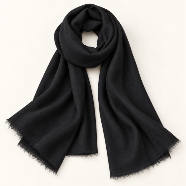 Hand wooven Baby Soft Pashmina Scarf - Black, Dark grey  and Natural white