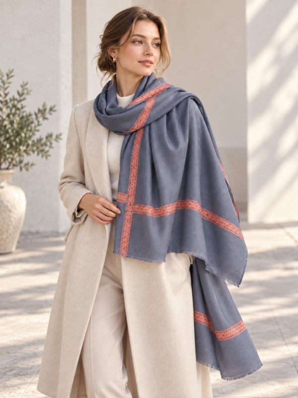 Hashidar Sozni Pashmina Stole — Dusty lavender