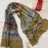 Baby Soft Special Pashmina Scarf — Multicolour stripe, olive green with grey, dusty mauve, muted blue and mustard on beige