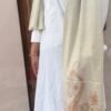 Paldar Sozni Cashmere Stole — Natural White  with dusty peach