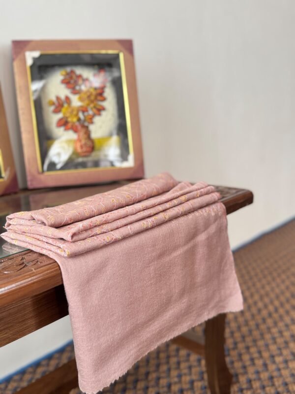 Jaldar Sozni Cashmere Stole — Dusty Rose with a soft Taupe/Mauve undertone