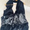 Paldar Sozni Cashmere Stole — Deep black with silver Grey