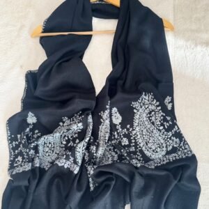 WhatsApp Image 2026-09-07 at 4.28.34 PM (1) Paldar Sozni Cashmere Stole — Deep black with silver Grey