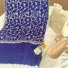 Jaldar Sozni Cashmere Stole — Deep Navy blue with silver Grey