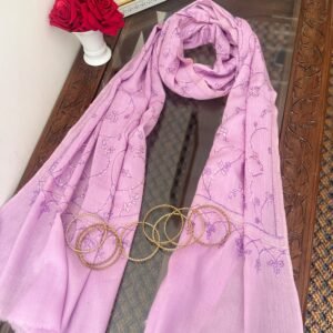 WhatsApp Image 2026-09-07 at 4.29.37 PM Jaldar Sozni Cashmere Stole — Light lavender with dark purple