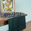 Jaldar Sozni Cashmere Stole — Dark black  with light Pink