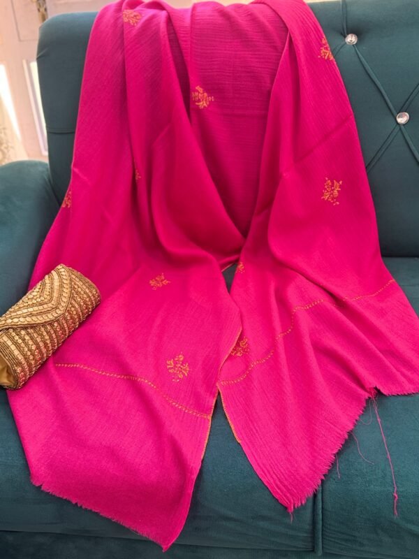 Botidar Sozni Cashmere Stole — Magenta pink
