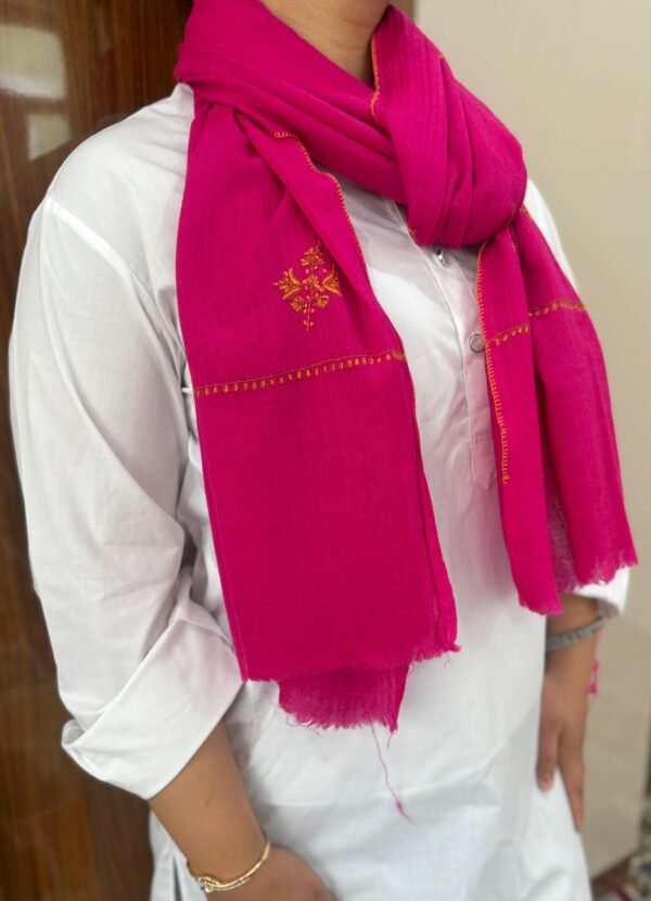 Botidar Sozni Cashmere Stole — Magenta pink