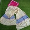 Botidar Sozni Pashmina Stole — Soft ivory-cream (off-white) base with a dusty slate-blue Embroidery