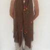 WhatsApp Image 2026-09-10 at 6.13.52 AM Kalamkari Pashmina Stole — Mocha Brown with pink, orange, green, and turquoise floral design