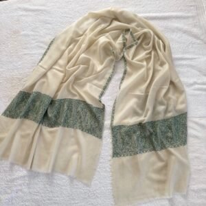 Paldar Sozni Pashmina Stole — Natural ivory off-white