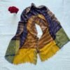 Ikat Pashmina Scarf — Multicolour scarf  featuring  indigio, Mustard, olive and earthy stripes
