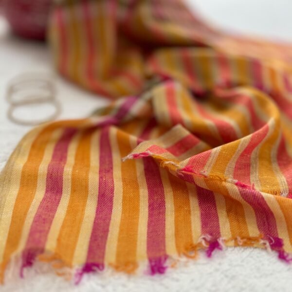 Handwoven Pashmina Scarf — Mustard, Magenta, Olive and cream