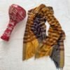 Ikat Pashmina Scarf — Rust orange, Mustard yellow, Olive green, Burgundy, Grey and cream