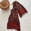 Handwoven Pashmina Scarf — Rust red, brick red, Burgundy, brown, Plum and Muted pink