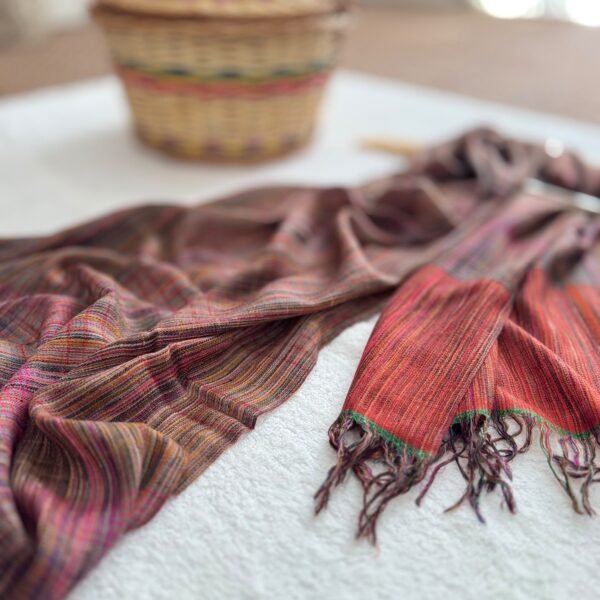 Handwoven Pashmina Scarf — Rust red, brick red, Burgundy, brown, Plum and Muted pink