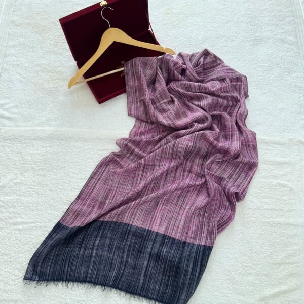 WhatsApp Image 2026-09-10 at 6.21.50 AM Handwoven Pashmina Scarf — Dusty Mauve, Lavender pink, Plum and Navy blue