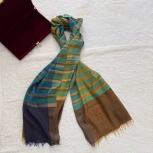WhatsApp Image 2026-09-10 at 6.22.11 AM Ikat Pashmina Scarf — Teal, Sea green, Mustard gold, Olive, Brown and Navy blue