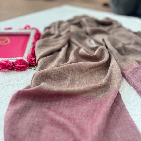 Handwoven Baby soft  Special Pashmina Scarf — Light brown with dusty rose
