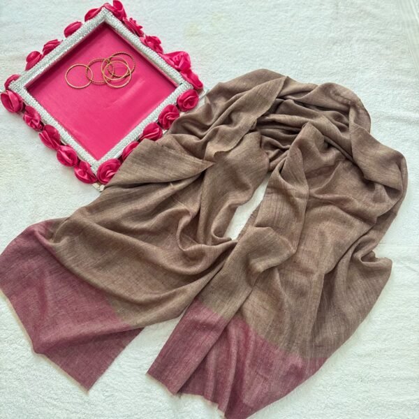 Handwoven Baby soft  Special Pashmina Scarf — Light brown with dusty rose