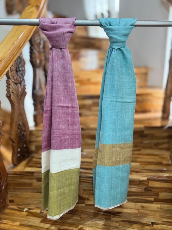 Baby Soft Pashmina Scarf - Dusty pink, natural white with olive green, sky blue with Khaki gold