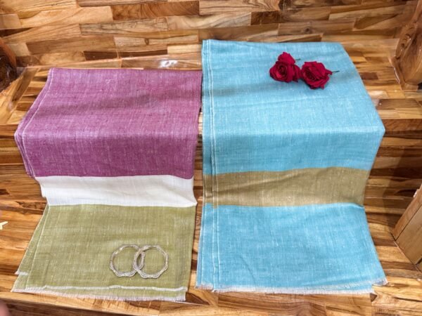 Baby Soft Pashmina Scarf - Dusty pink, natural white with olive green, sky blue with Khaki gold