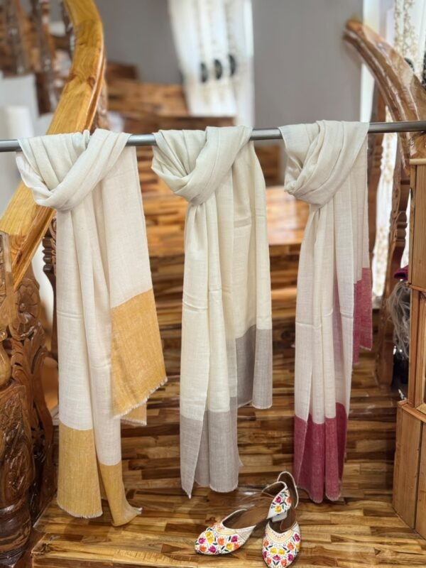 Baby Soft Pashmina Scarf - Natural White with Gold, Natural White with grey and  Natural White with Dusty Rose