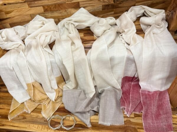 Baby Soft Pashmina Scarf - Natural White with Gold, Natural White with grey and  Natural White with Dusty Rose