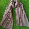 Jaldar Sozni Cashmere Stole — Mocha Brown with Soft pink