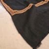 Hashidar Tilla Pashmina Stole — Deep black with antique gold border