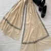 Hashidar Sozni Pashmina Stole — Natural off-white with black embroidery