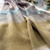 Baby Soft Special Pashmina Scarf — Multicolour stripe, olive green with grey, dusty mauve, muted blue and mustard on beige