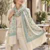 Jaldar Sozni Pashmina Stole — Ivory off-white