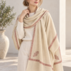 Hashidar Sozni Pashmina Stole — Natural off-white