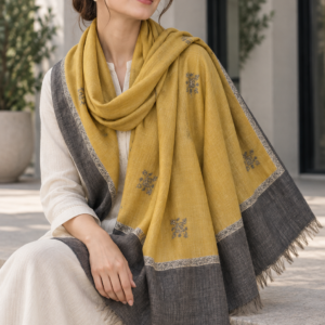 Hashidar Sozni Pashmina Stole — Mustard yellow