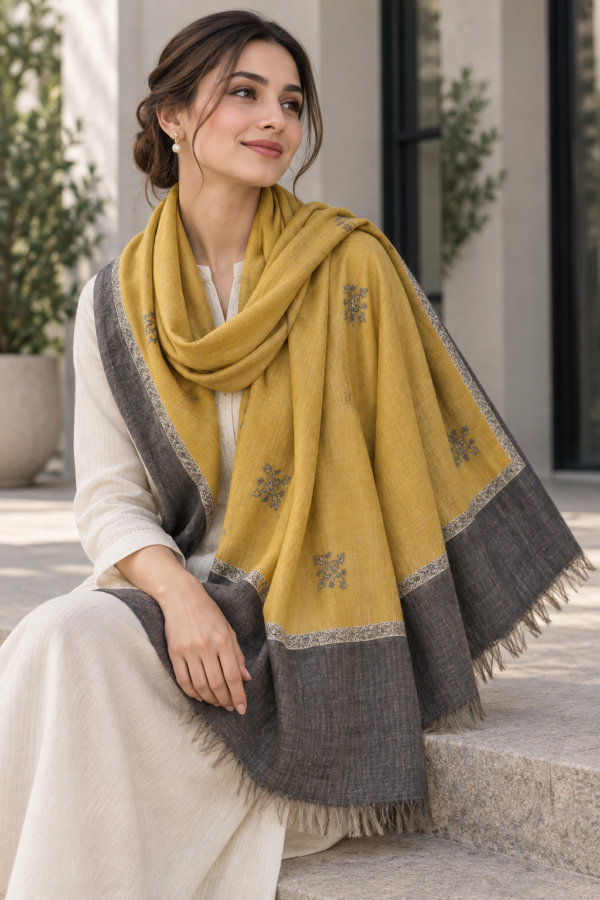 fc56f400-3ab5-4bdd-87fa-d89430be2624 Hashidar Sozni Pashmina Stole — Mustard yellow